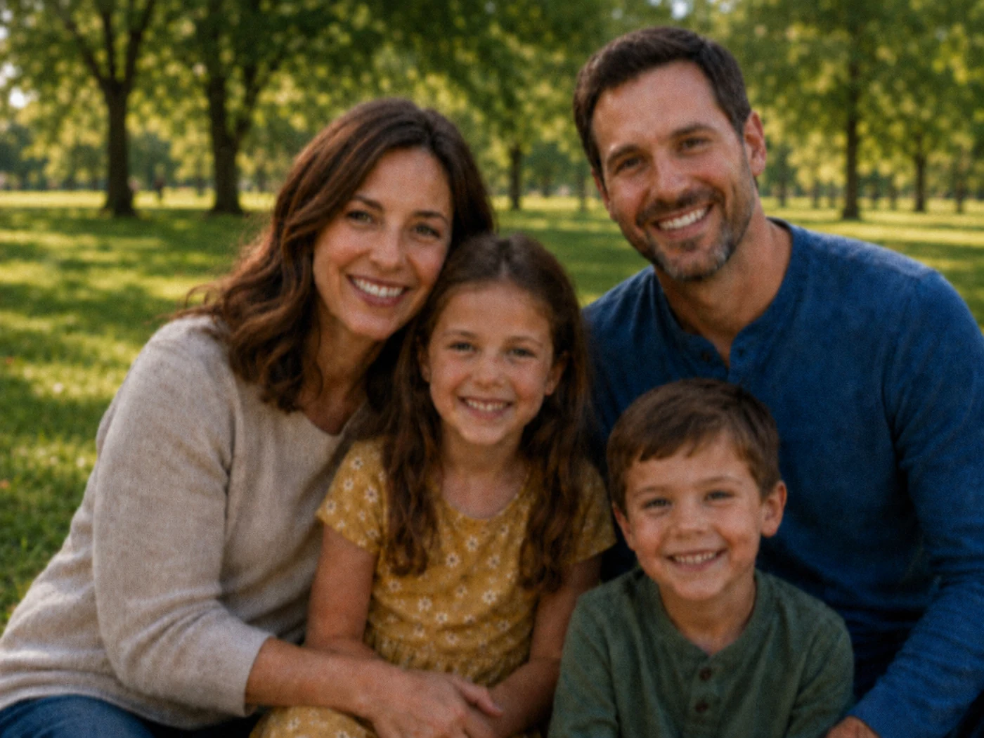 Soft family photograph before AI enhancement