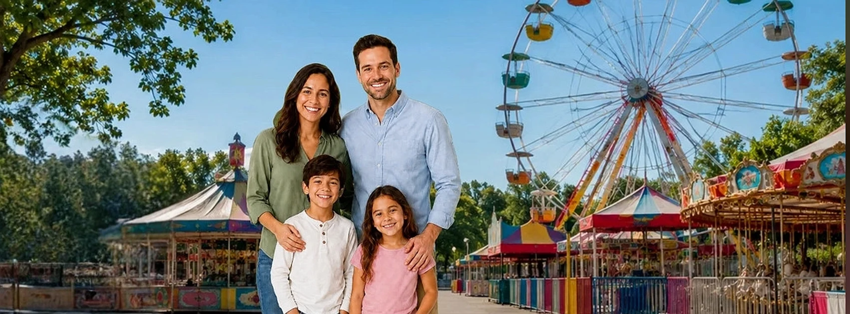 Perfectly sized Facebook cover showing a family at a carnival