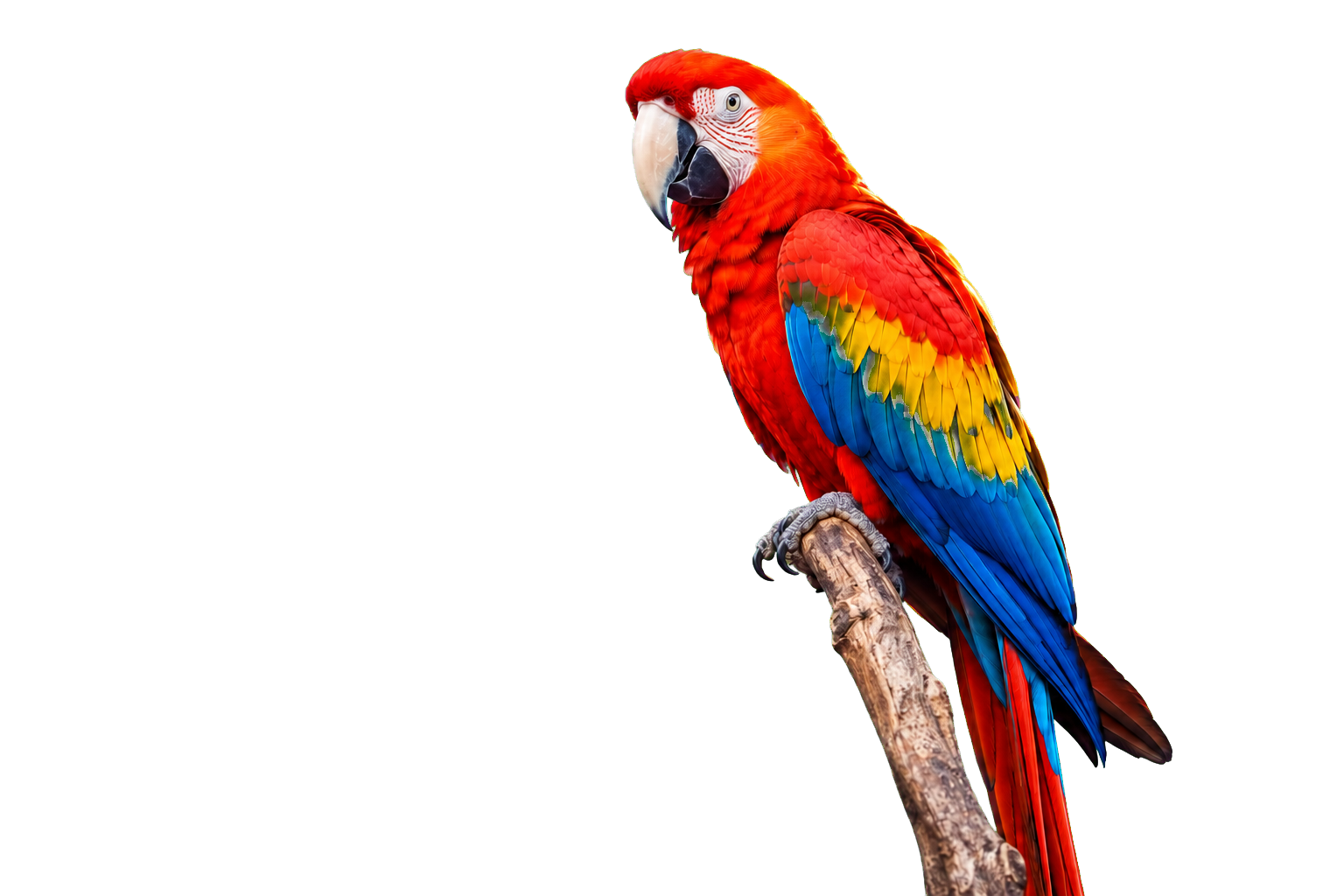 The same colorful macaw with its background removed